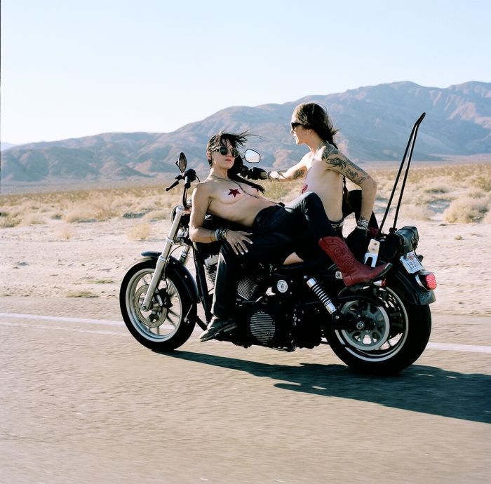 Girls on a motorcycle in Zaporozhye