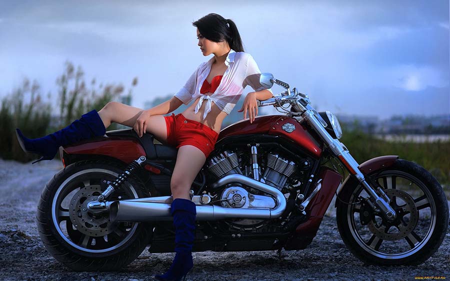 Beautiful girls and motorcycles in Zaporozhye