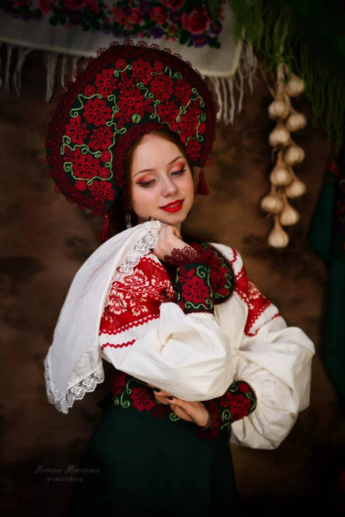 Women in Slavic costumes underwear in Zaporozhye