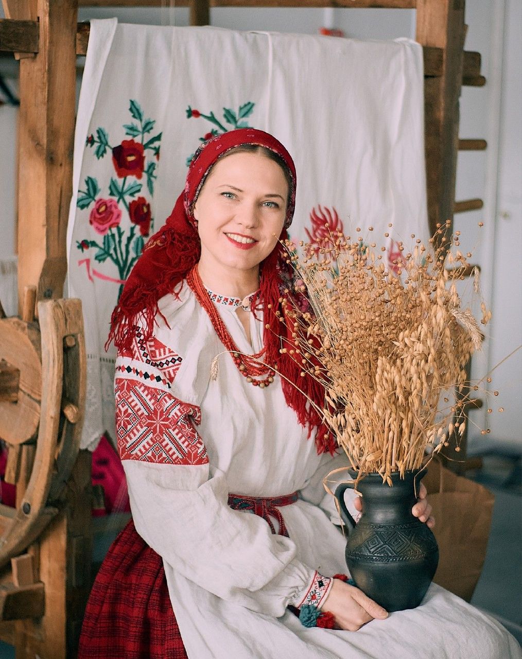 Women in Slavic costumes in Zaporozhye