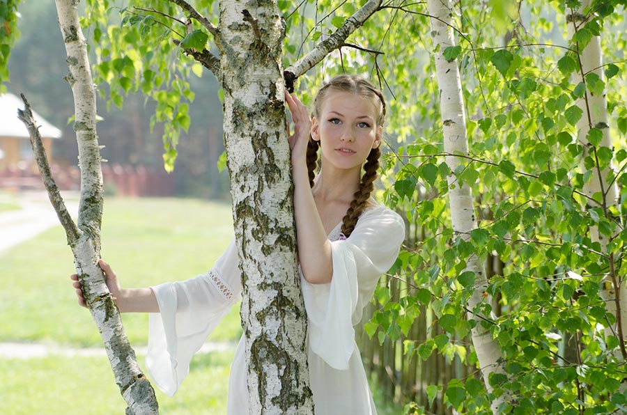 Women in Slavic costumes in Zaporozhye