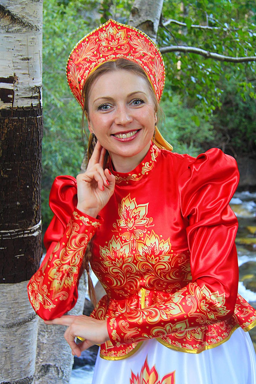 Women in Slavic costumes in Zaporozhye