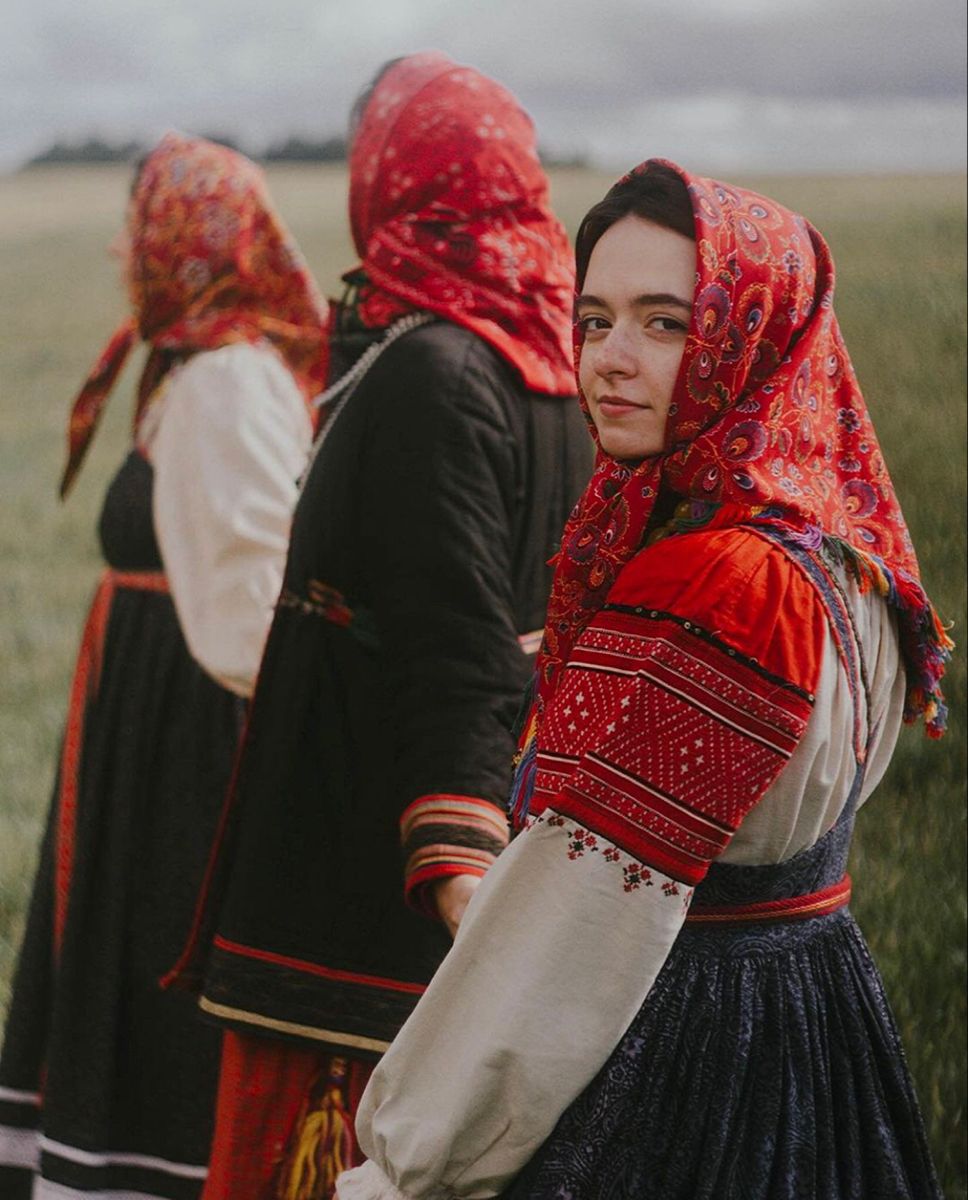 Women in Slavic costumes in Zaporozhye