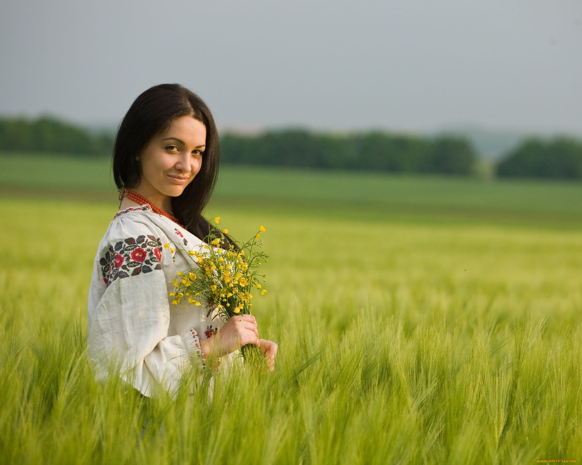 Women in Slavic costumes in Zaporozhye