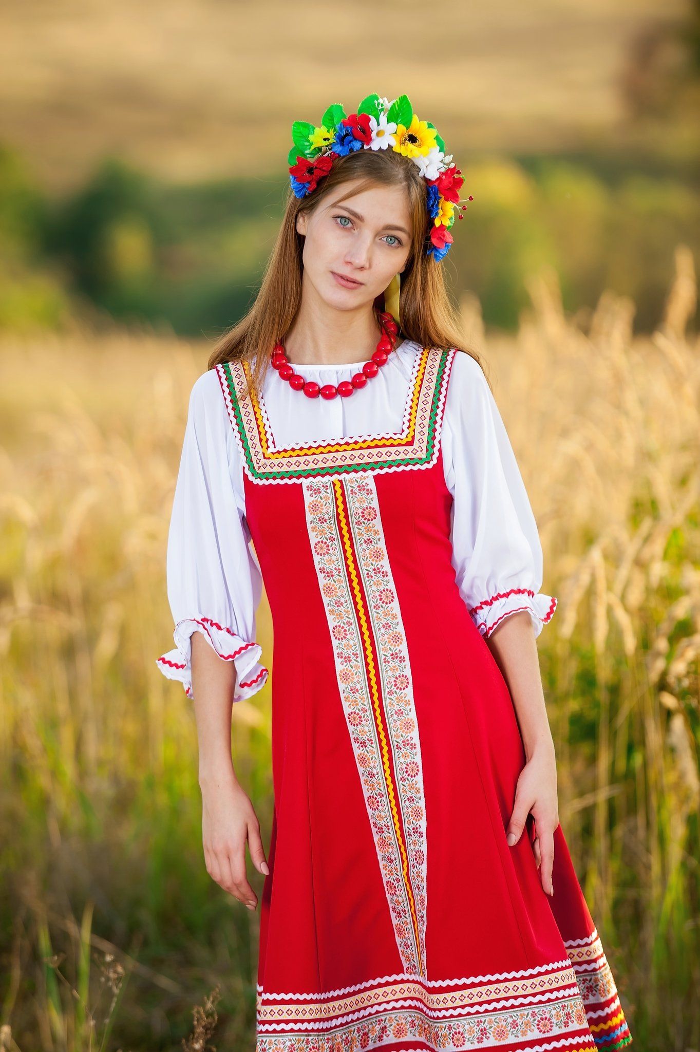 Women in Slavic costumes in Zaporozhye