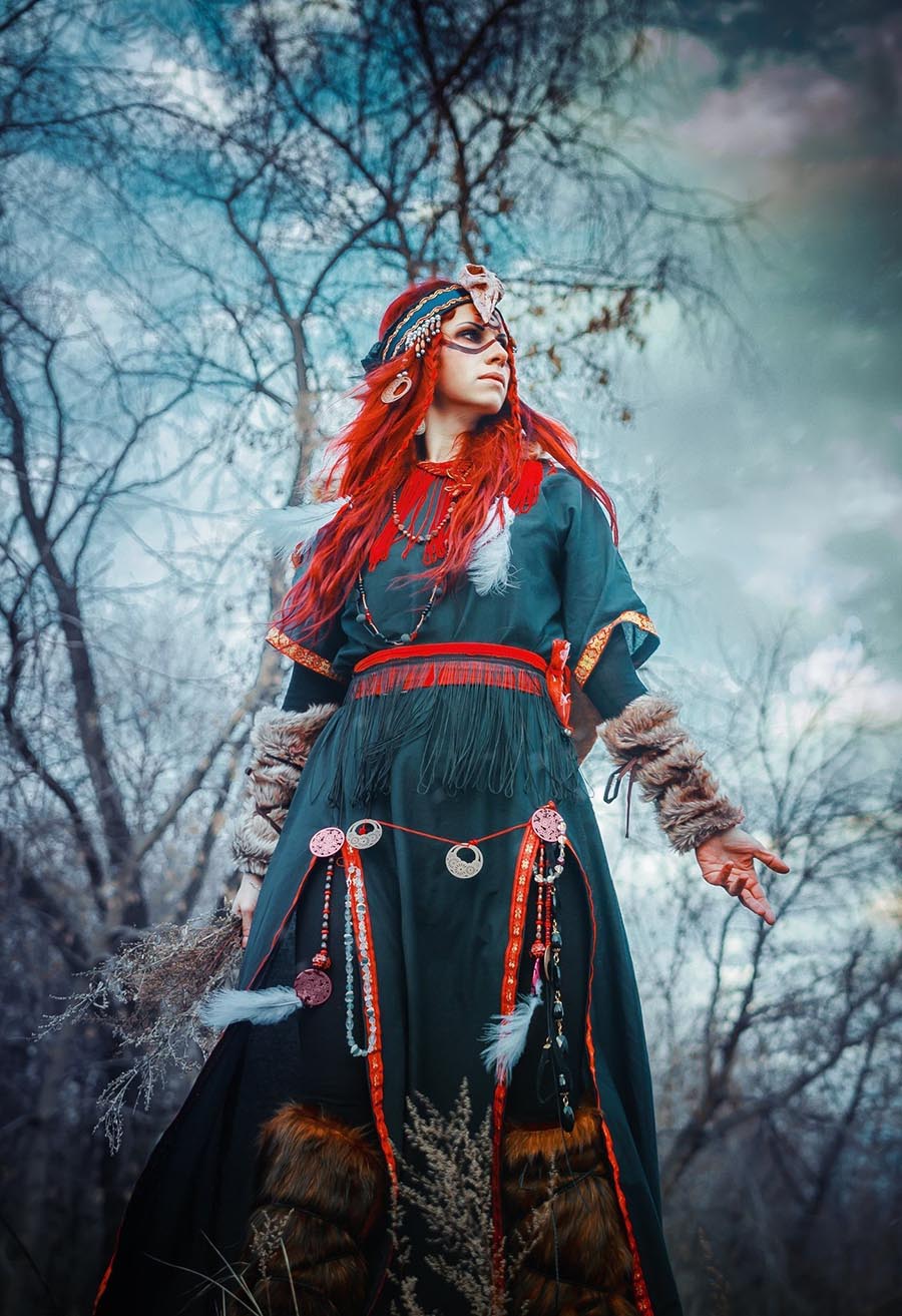 Girls in Slavic costumes underwear in Zaporozhye