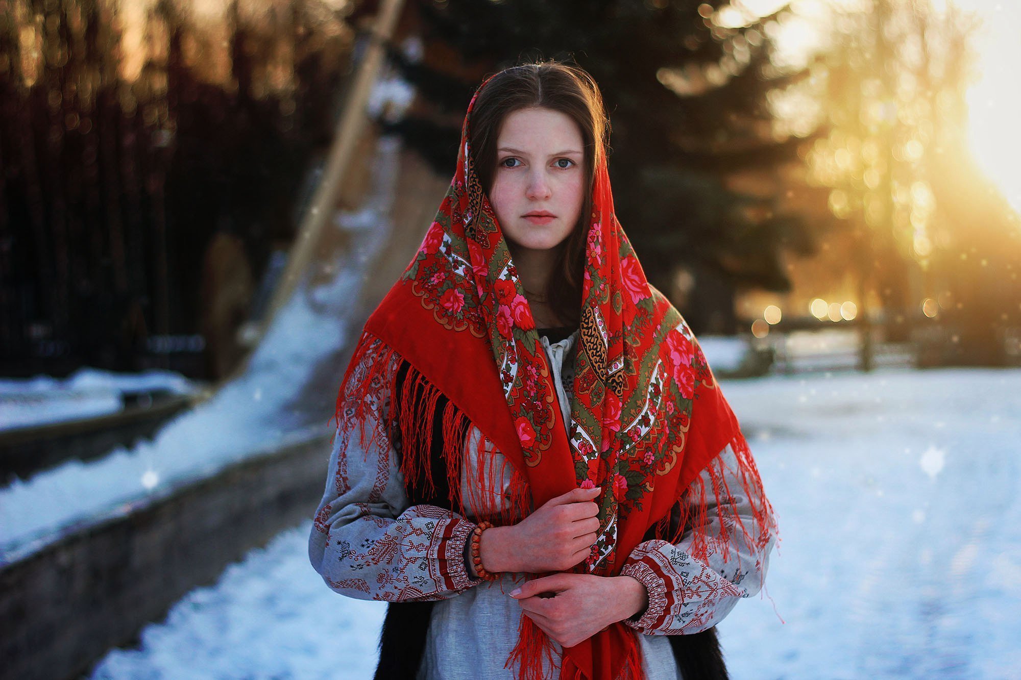 Girls in Slavic costumes in Zaporozhye