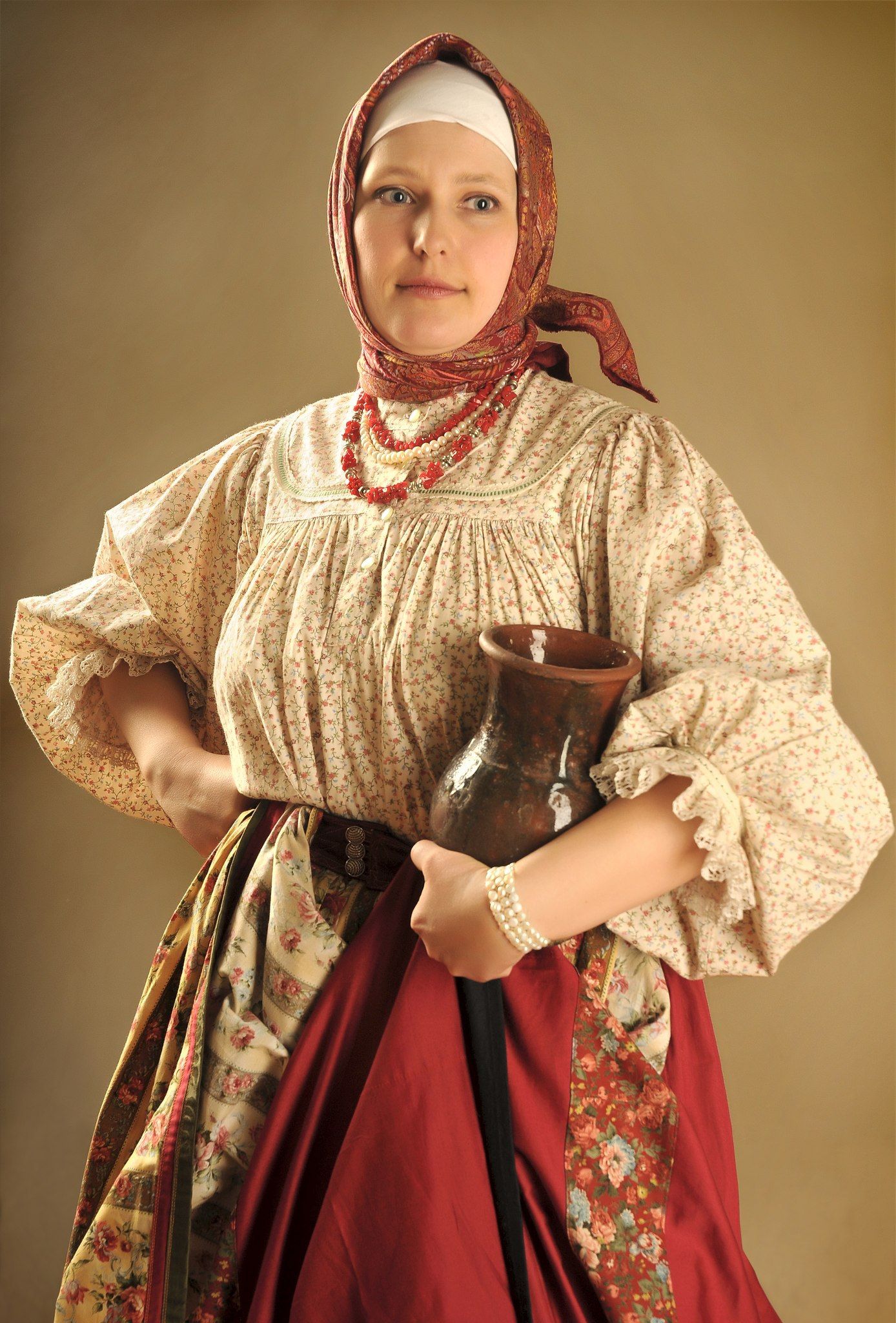 Girls in Slavic costumes in Zaporozhye